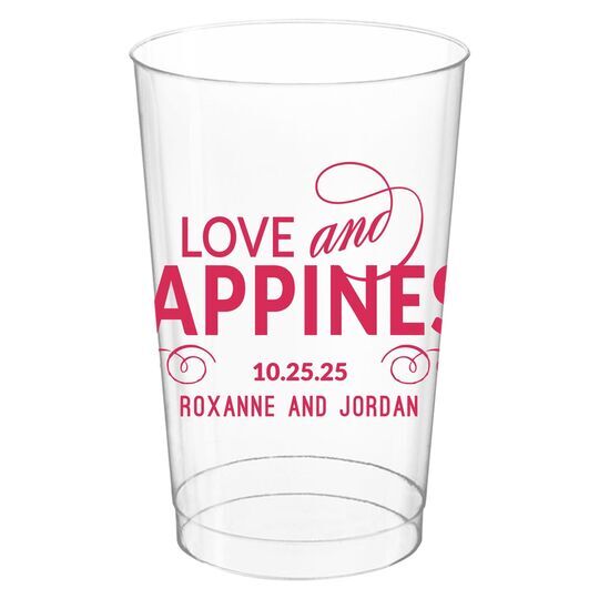 Love and Happiness Scroll Clear Plastic Cups